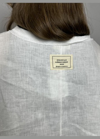 Біла демісезонна сорочка жіноча біла дизайнерська лляна на довгий рукав mkkc9027-1 Modna KAZKA