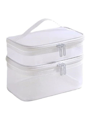 Косметичка сумка бокс кейс подвійна для зберігання косметики засобів особистої гігієни 21х13х14 см (477097-Prob) Біла Unbranded (294652863)