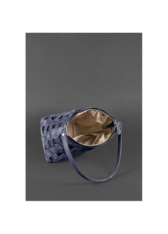 Кожаная плетеная сумка женская через плечо Пазл M синяя Crazy horse BlankNote (302008821)