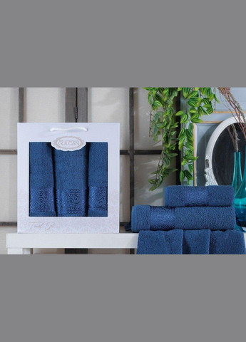 Набір рушників Cotton — Ornament Blue 50*90 (2 шт.)+70*140 (1 шт.) Gulcan синій