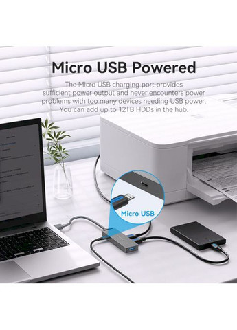 USB-хаб 4-Port USB 3.0 Hub With Power Supply 0.15M Black (CHLBB) (CHLBB) Vention CHLBB 4-Port USB 3.0 (372682402)