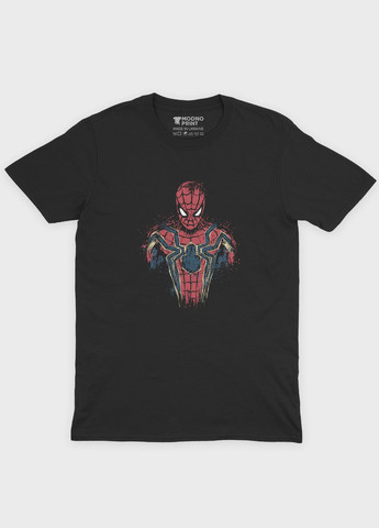 Черная демисезонная футболка для девочки с принтом супергероя - человек-паук (ts001-1-gl-006-014-066-g) Modno