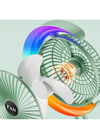 Портативный аккумуляторный вентилятор с увлажнителем воздуха TYPE-C 180° с LED RGB подсветкой Mini Fan MF-2184 Green No Brand (350349297)