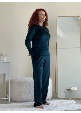 Зеленая зимняя женская пижама кофта + брюки No Brand 100002416