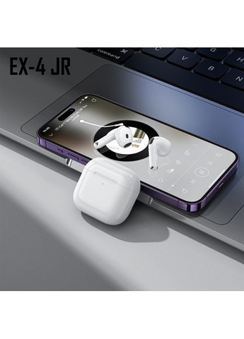 Бездротові навушники JR Білі Bluetooth вставні для спорту та роботи блютуз гарнітура EX 4 (372459934)