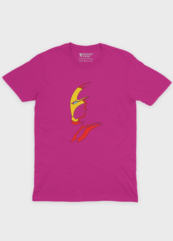 Рожева демісезонна футболка для хлопчика з принтом супергероя - залізна людина (ts001-1-fuxj-006-016-020-b) Modno