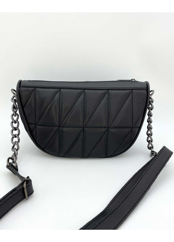 Жіноча сумка Лайзі чорна екокожа молодіжна стьобана сумка на блискавці з плечовим ременем ProDobro (367267564)