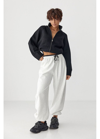 Широкі спортивні штани з начосом - світло-сірий колір Lurex (370601958)