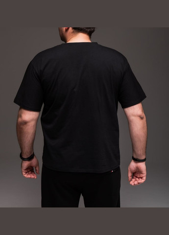 Чорна базова кежуал футболка великий розмір з коротким рукавом Vakko