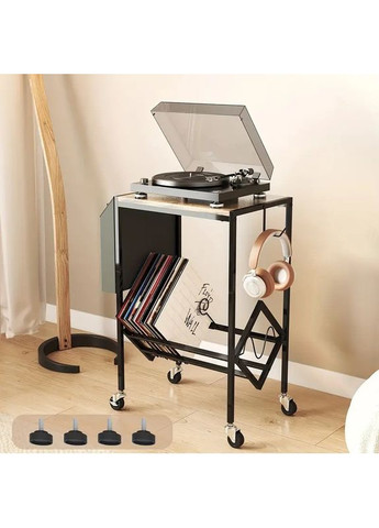Стелаж стіл для вінілового програвача з підставкою органайзер для вінілових платівок і навушників SS-200-1 No Brand (366304325)