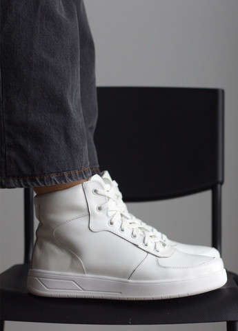 Білі кеди підліткові з натуральної шкіри зимові Zlett 3506