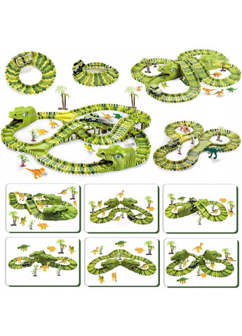Дитячий автотрек із динозаврами 320 деталей 480 см 2 машинки No Brand (363042436)