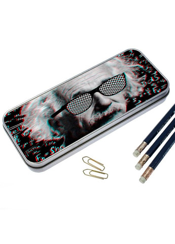 Пенал шкільний для хлопчика та дівчинки металевий енштейн 7*18 см Silver No Brand (309154728)