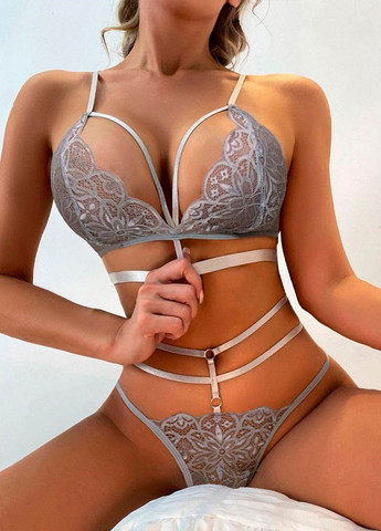 Серый демисезонный эротический комплект Langsha