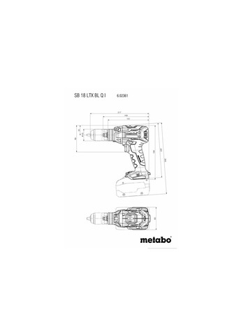 Аккумуляторная ударная дрель-шуруповерт SB 18 LTX BL Q I, 18 В, Каркас (Картон) 602361850 (8112) Metabo (262299550)
