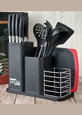 Набір кухонних ножів та приладдя Zep-Line ZP-045 на підставці 14 предметів, Набір кухонний - KS253 kod - 0407 Zepline (326798609)