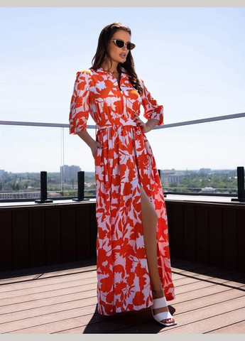 Оранжевое платье 14714 оранжевое ISSA PLUS однотонное