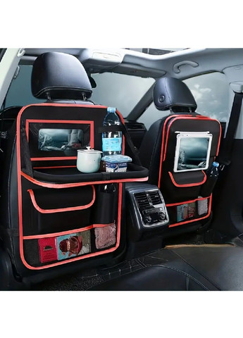 Органайзер накидка с карманами на спинку сидения в машину салон автомобиля со столиком 60х42 см (476887-Prob) Черный с красным Unbranded (292318336)
