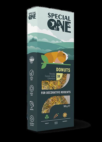 Ласощі для гризунів Пончики з петрушкою, чумізою та календулою, 50г/3шт Special One (292259104)