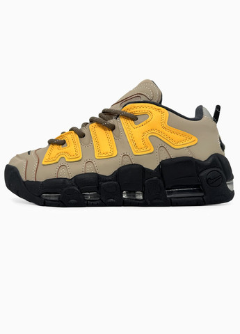 Бежевые демисезонные кроссовки мужские и женские nike air more uptempo x ambush beige yellow | найк аир мор уптемпо бежевые жёлтые No Brand