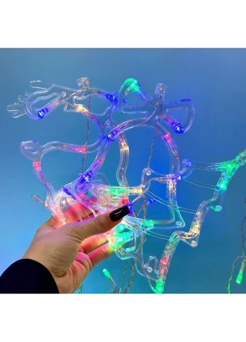 Гірлянда (Штора) дзвіночок, ялинка, олень, зірки 3.5m*1m 138LED Мультикольорова від 220V No Brand (379597882)