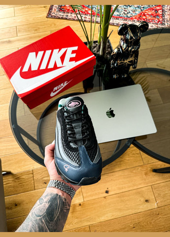 Чорні Осінні кросівки чоловічі і жіночі nike air max 95 sp corteiz black blue gray | найк аір макс 95 сп чорні сині сірі No Brand