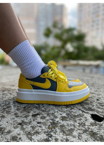КРОССОВКИ ЖЕНСКИЕ NIKE AIR JORDAN 1 LOW ELEVATE YELLOW GREY DH7004-017 НАЙК АИР ДЖОРДАН No Brand серые демисезоны (368870125)