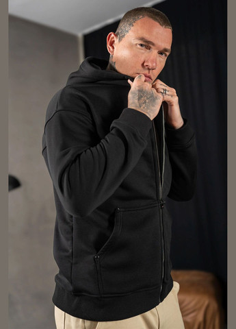 Чоловіча тепла трикотажна кофта на блискавці Fleece Zip Чорна Teamv (316354836)