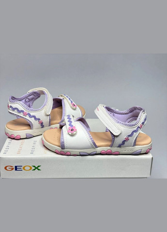 Белые детские босоножки сандалии haiti для девочек Geox