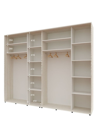 Шкаф-купе четырехдверный Комфорт Мебель 300*60*220 см Дуб Беленый ДСП + Зеркало + Зеркало + ДСП Стандарт Комфорт Меблі (360432904)