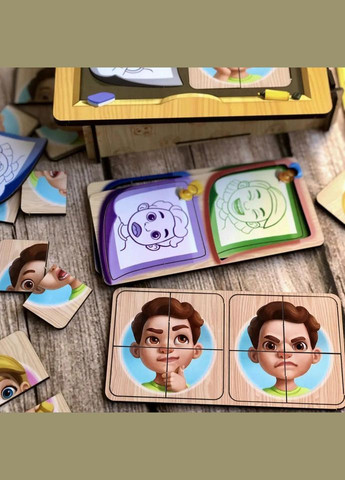 Дерев'яний пазл-сортер "Емоції" Ubumblebees (ПСФ101) PSF101, 36 деталей No Brand (330610262)