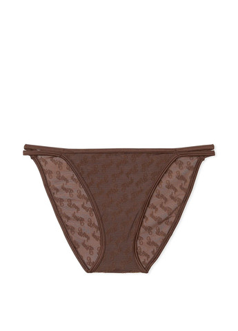 Прозрачные женские трусики с принтом коричневые Victoria's Secret (336021064)
