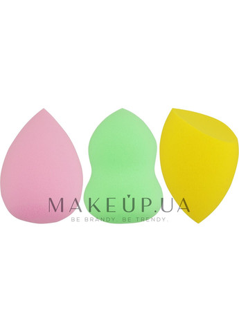 Набор спонжей для макияжа Beauty Blende (Капля, Срез, Фигурный), салатовый+розовый+желтый PF-232 3шт (1250576-27067388) Puffic Fashion (365822830)