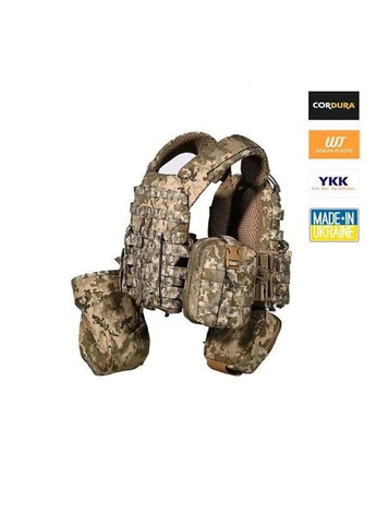 Тактична плитоноска М5 + 6 підсумків (без плит) Піксель No Brand (332635002)