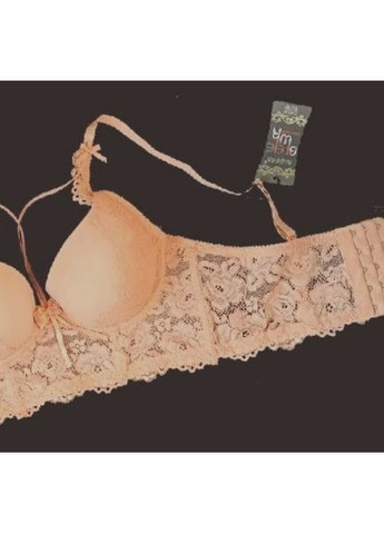 Пудровий бюстгальтер тонкий поролон на чашку в з портупеєю Biweier з кісточками