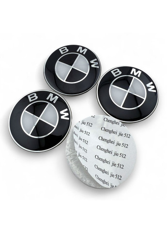 Наклейка з логотипом БМВ 65 мм алюмінієва Чорно логотип 1 шт. BMW (354698469)