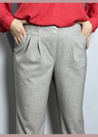 Женские брюки бежевого цвета большого размера на высокой посадке MKJL110903-1 Modna KAZKA (277159872)