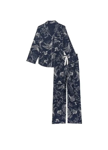 Синяя всесезон фланелевая пижама long pajama set Victoria's Secret