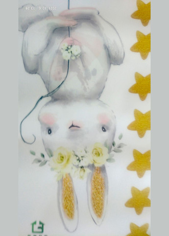 Вінілова наклейка на стіну Зайчик на золотій повітряній кульці (лист 30 х 90 см) Б194-15 No Brand (302242039)