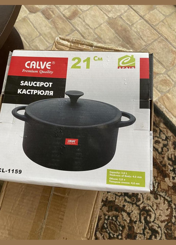 Каструля чавунна з чавунною кришкою 21 см, 2.8 л (CL-1159) Calve (334009689)