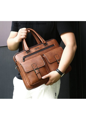 Чоловічий діловий портфель для документів А4 з екошкіри Чорний сумка для планшета та ноутбука з плечовим ременем Jeep (363021857)