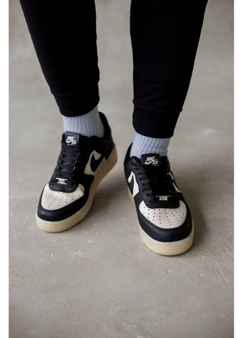 КРОССОВКИ ЖЕНСКИЕ NIKE AIR FORCE BLACK WHITE V2 НАЙК АИР ФОРС 1 ПРЕМИУМ No Brand чёрные демисезоны (369387471)