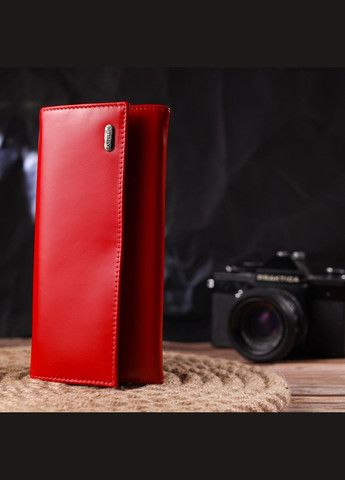 Женский кошелек из натуральной гладкой кожи с монетницей 21626 Красный Canpellini (306881743)