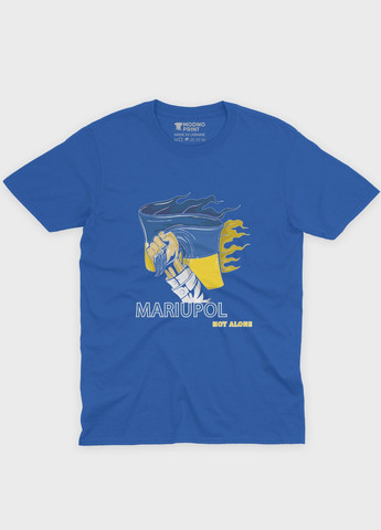 Синяя демисезонная футболка для девочки с патриотическим принтом мариуполь (ts001-3-brr-005-1-084-g) Modno