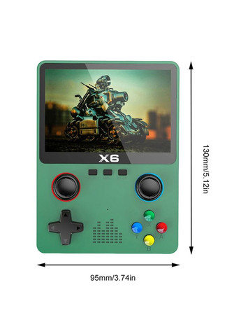 Портативная игровая приставка X6 10000 игр / 3.5'' IPS, 640x480 / AV выход / консоль, ретро / 2000 mAh Green No Brand (322566657)