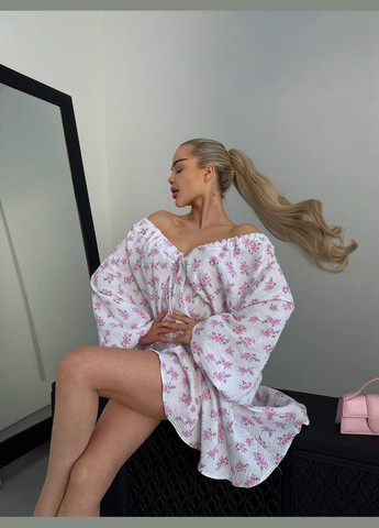 Білий повсякденний жіноча сукня з квітковим принтом Україна з квітковим принтом