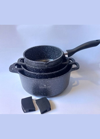 Набір каструль EB-3984 з високоякісного алюмінію з гранітним покриттям 10 предметів Чорний Edenberg (332051099)