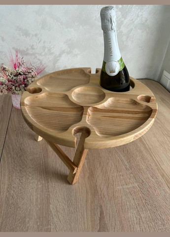 Винный столик Бук на 4 бокала с отверстием для бутылки No Brand (330774728)