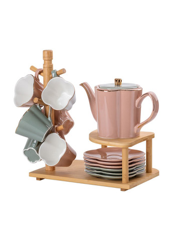Чайний сервіз Clover керамічний на 6 персон з бамбуковою підставкою Yiwu (322503822)