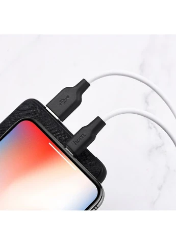 Кабель Plus USB to iP 2.4A, 1m, silicone, silicone connectors, Black+White Hoco X21 (329182091)